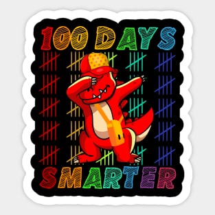 Funny 100 Days Smarter dabbing T rex wearing a cap Sticker